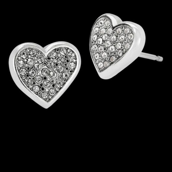 Brighton Silver Crystal Heart Earrings - Picture 1 of 3